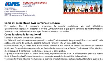 Come mi presento ad Avis Comunale Genova?