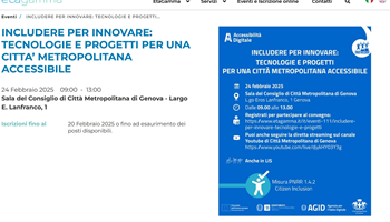 Convegno “Includere per Innovare- TECNOLOGIE E PROGETTI PER UNA CITTÀ METROPOLITANA ACCESSIBILE”